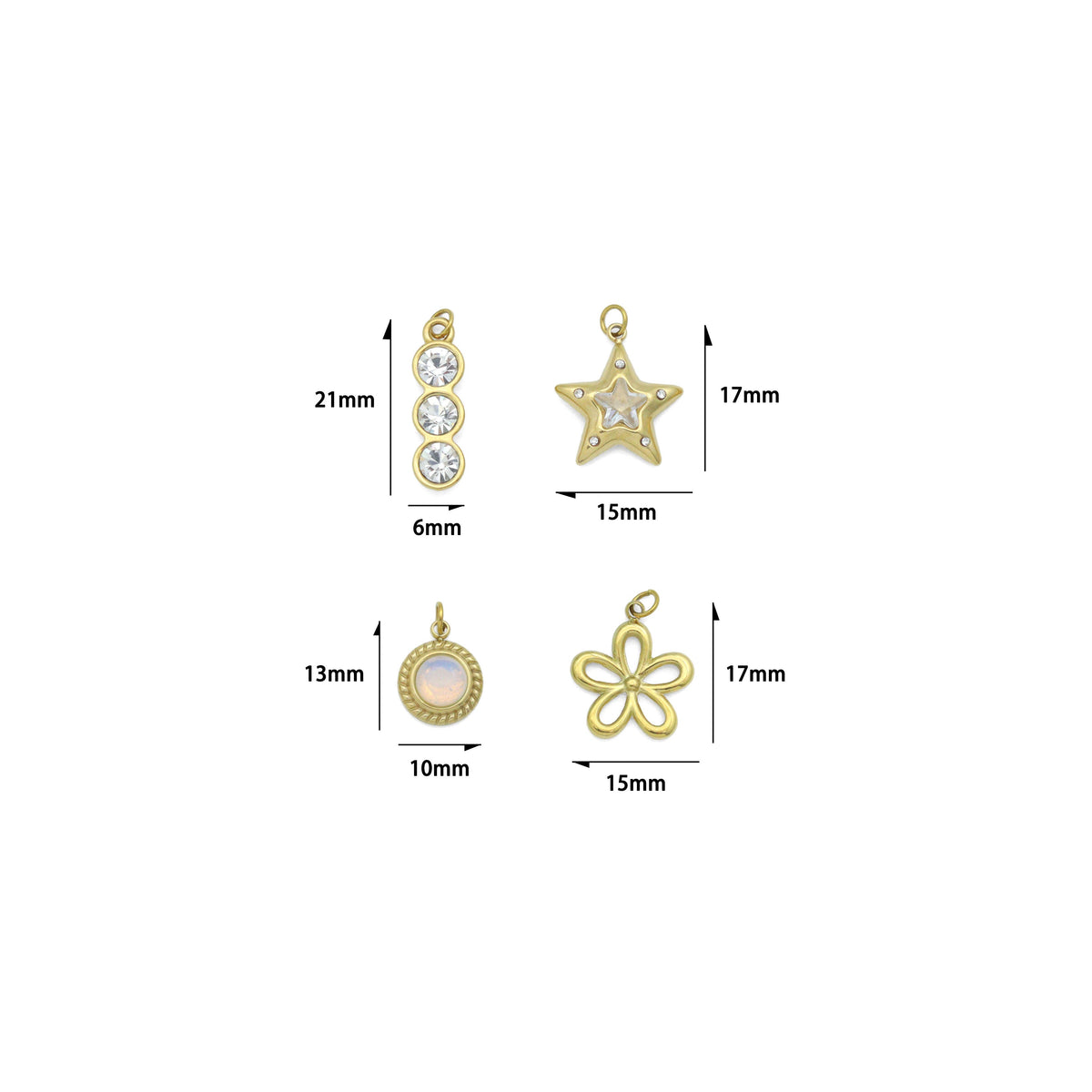 Three dots CZ, Star, Opal Coin, Flower Shape charm, Sku#LX897