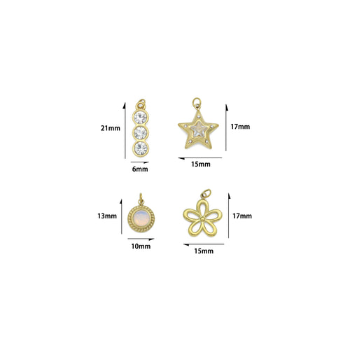 Three dots CZ, Star, Opal Coin, Flower Shape charm, Sku#LX897