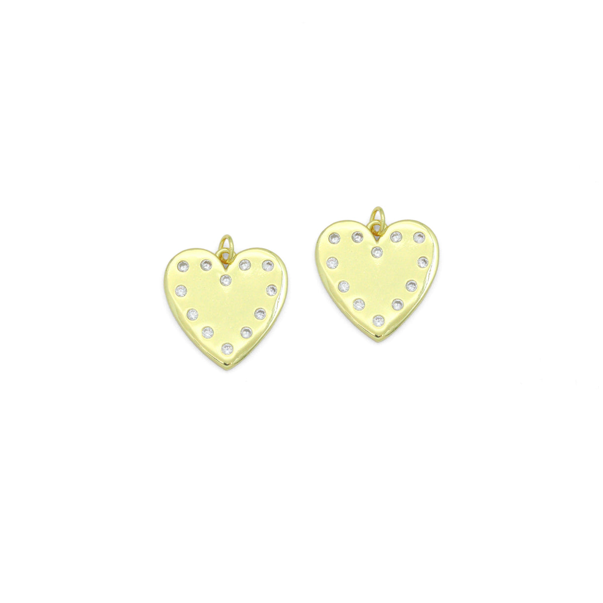 Clear CZ Round Heart Pendant charm, Sku#LX898