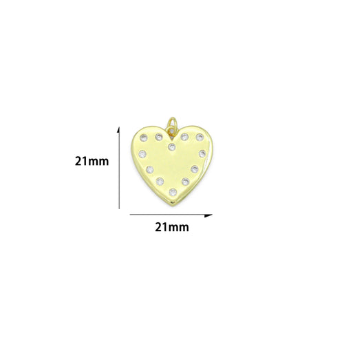 Clear CZ Round Heart Pendant charm, Sku#LX898