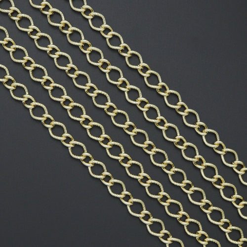 Wholesale Hammered Twsited Oval Link Gold Chain, sku#LX904