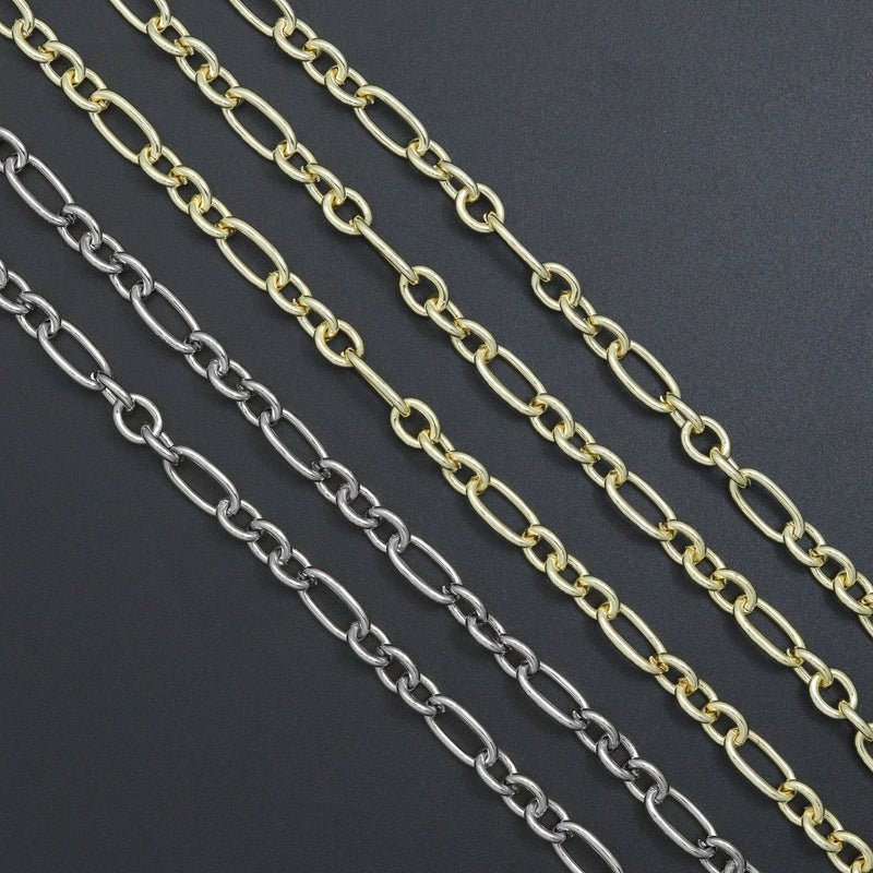 Wholesale Mixed Oval Link Gold Silver Chain, Sku#LX913