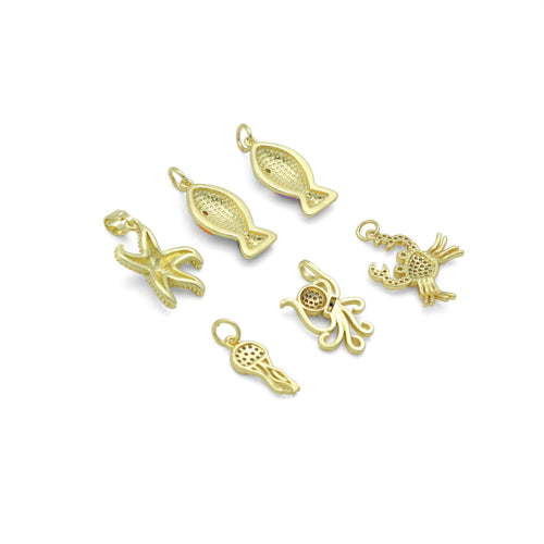 Starfish Colorful Fish Jellyfish Crab Octopus Pendant charm , Sku#LX923