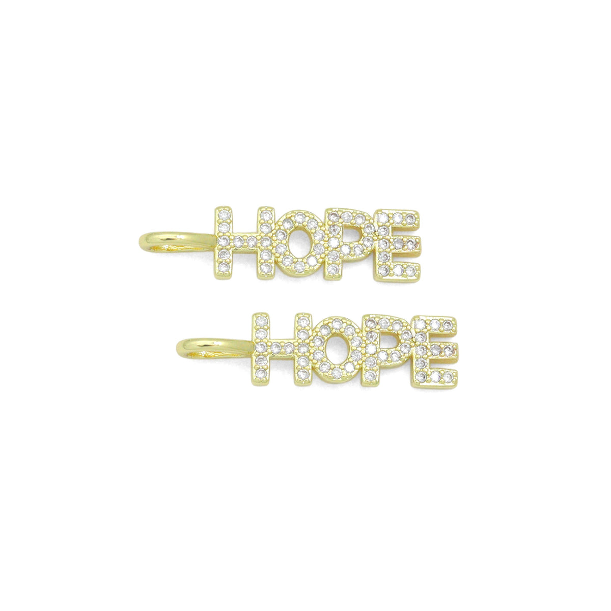 Clear CZ Gold Hope Word Pendant charm for Necklace Bracelet Jewelry Making Supply, Sku#LX928
