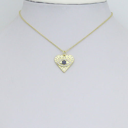 Blue CZ Evil Eye Heart charm For Necklace Bracelet Jewelry Making Supply, Sku#LX934