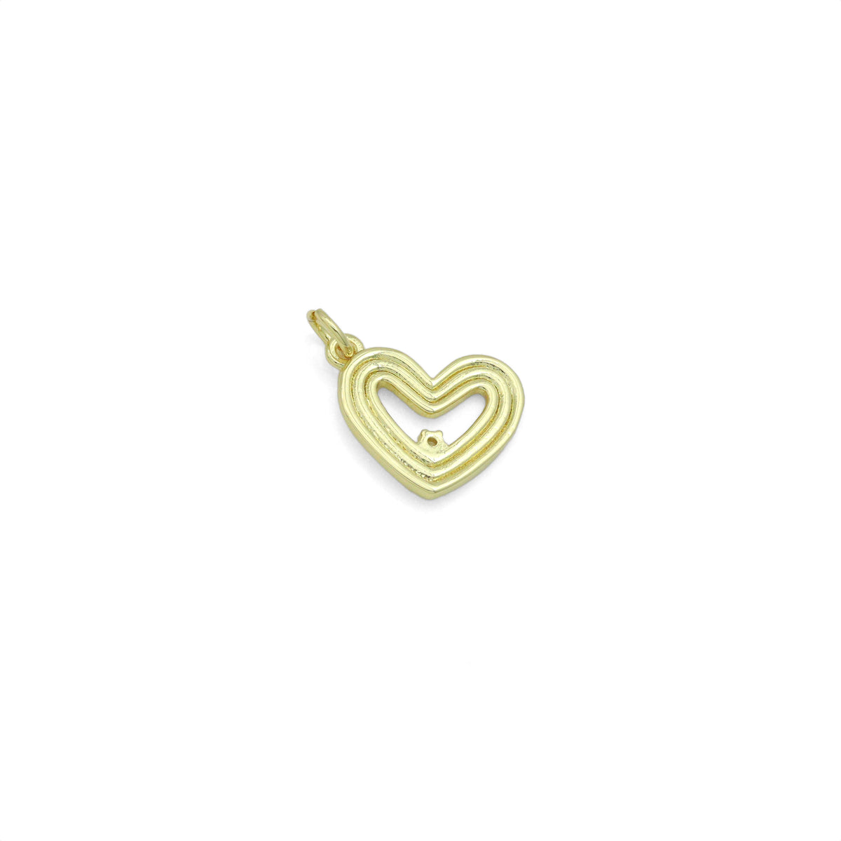 Clear CZ Gold Silver Heart Charm Pendant, Sku#LX943