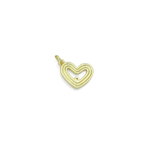 Clear CZ Gold Silver Heart Charm Pendant, Sku#LX943