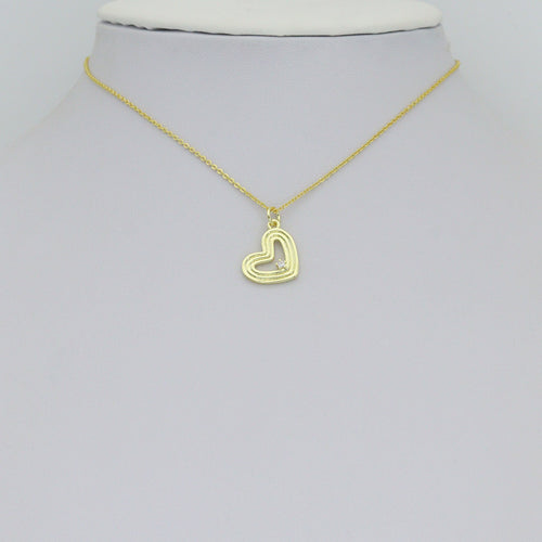 Clear CZ Gold Silver Heart Charm Pendant, Sku#LX943