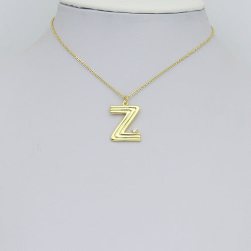 Gold Silver Alphabet Initial Charm Pendant, Sku#LX944