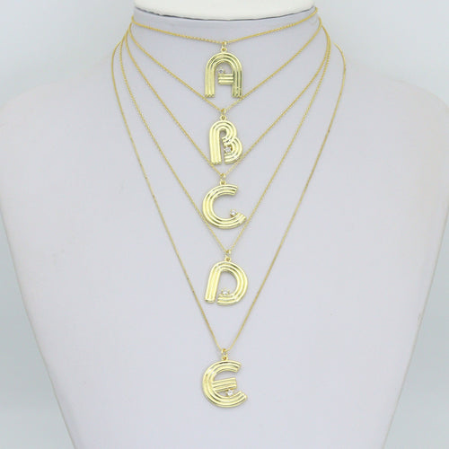 Gold Silver Alphabet Initial Charm Pendant, Sku#LX944