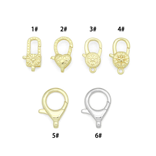 Gold Silver sunflower snowflake bloom Heart Flower Lobster Lock Clasp/Spring Clasp, Sku#LX949