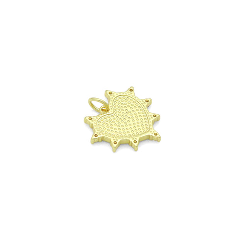 Gold Sunburst Spike Heart Pendant Collection – White, Black, Red & Turquoise, Sku#LX954