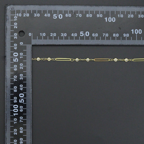 Gold Silver Wholesale paperclip link CZ chain by Yard, sku#LX959