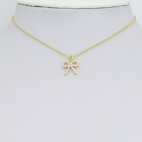 Cute Pearl Bowknot Charm Pendant, Sku#LX965