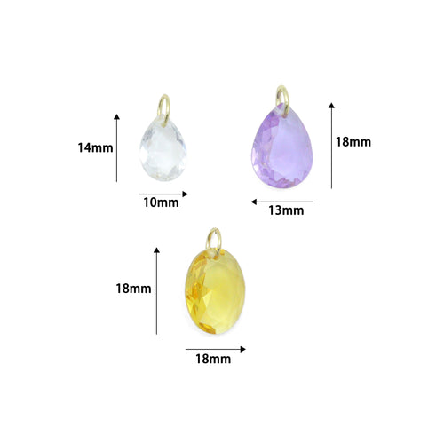 Aurora Drops Collection, Oval Drop Shape Pendant charm, Stone charm, Sku#LX969