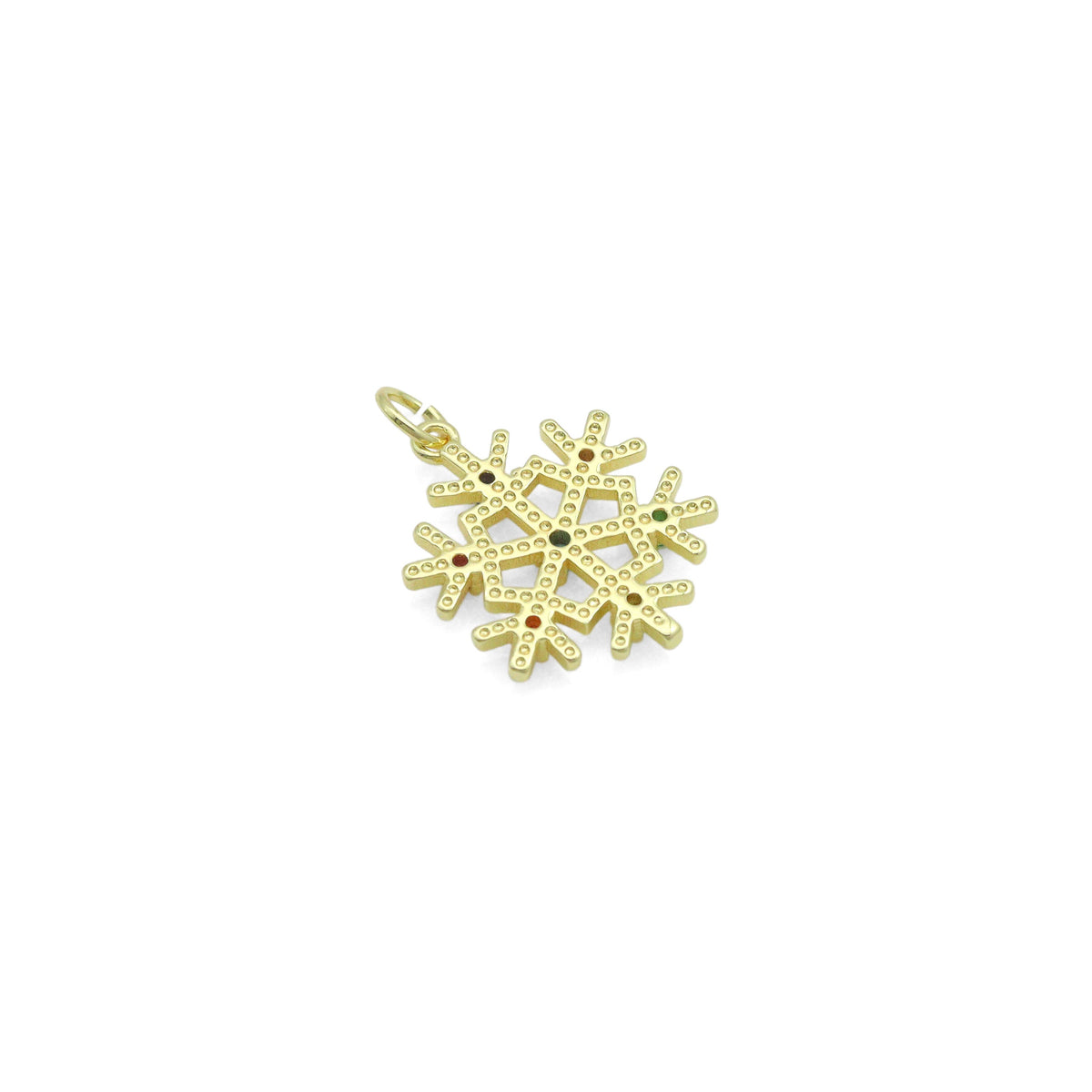 Colorful CZ Gold Silver Snowflake Charm Pendant, Sku#LX971