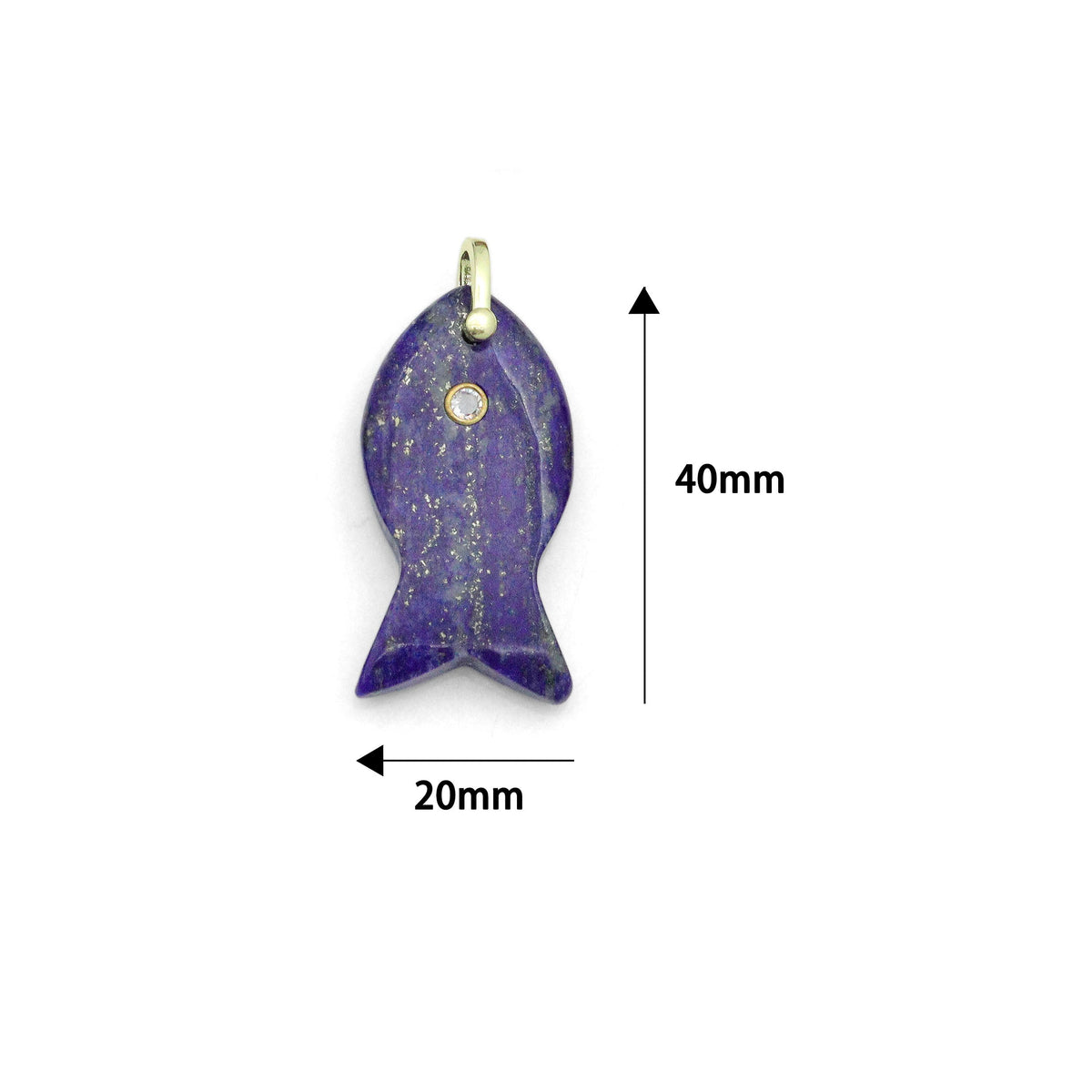 Naturul Gemstone Fish Charm Pendant, Sku#LY31