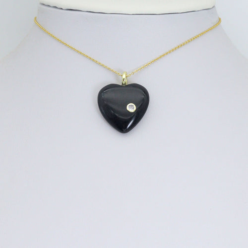 Natural Gemstone Heart Stone Pendant with CZ, Sku#LY33