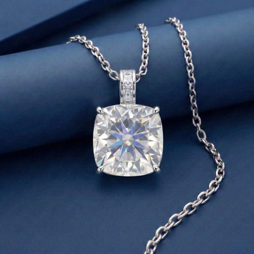 5.9CT (11.3mm) Cushion Cut Moissanite Diamond Necklace