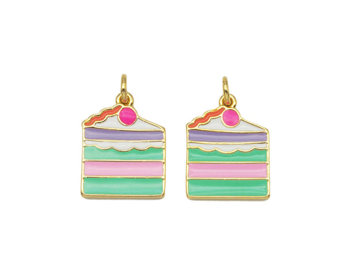 Colorful Enamel Cute Cake Shape Pendant, Sku#LD188