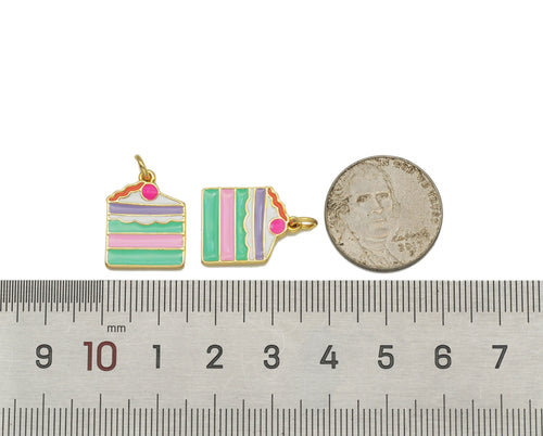 Colorful Enamel Cute Cake Shape Pendant, Sku#LD188