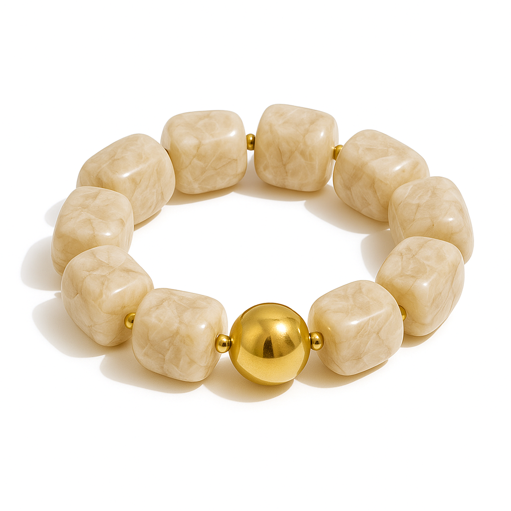 Pebbles Beige Stretchy Bracelet