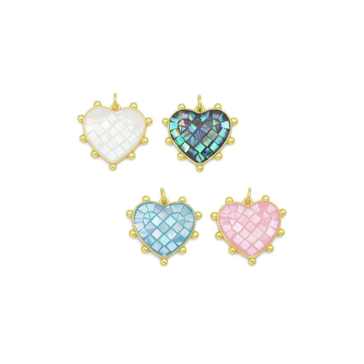 Abalone Mother of Pearl Spike Heart charm For Necklace Bracelet Jewelry Making Supply, Sku#WL24