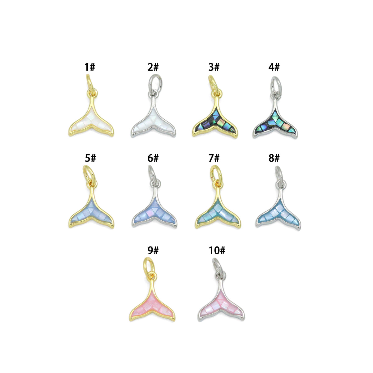 Mother of Pearl Whale Tail Pendant charm, Sku#WL27