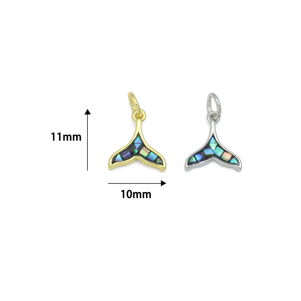 Mother of Pearl Whale Tail Pendant charm, Sku#WL27