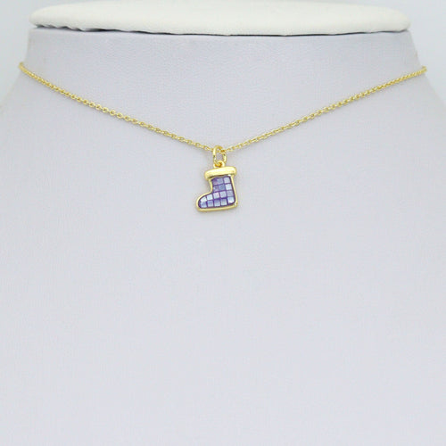 Abalone Mother of Pearl Christmas Stocking Charm Pendant, Sku#WL82