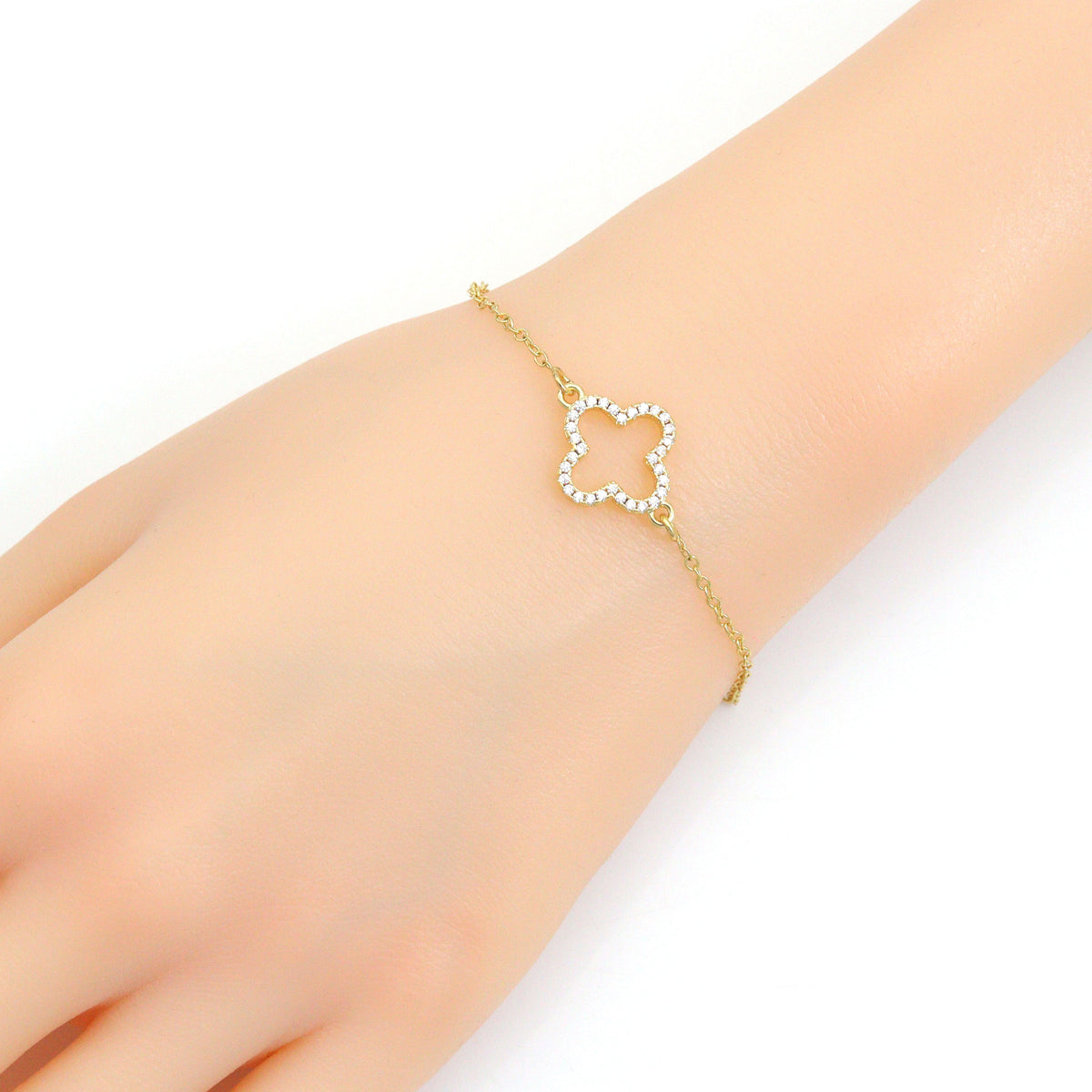 CZ Pave Gold Flower Coonector charm, Sku#Y1062