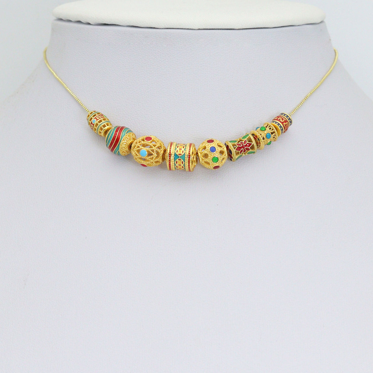 Tibetan-Style Enamel Bead Charm, Colorful Barrel & Round Beads for Jewelry Making, Sku#Y1065