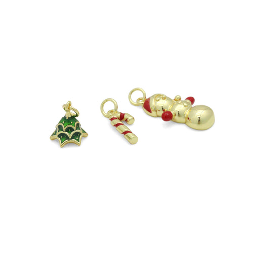 Christmas tree Snowman Candy Cane Charm Pendant, Sku#Y1068