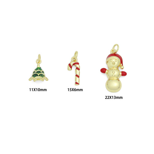 Christmas tree Snowman Candy Cane Charm Pendant, Sku#Y1068