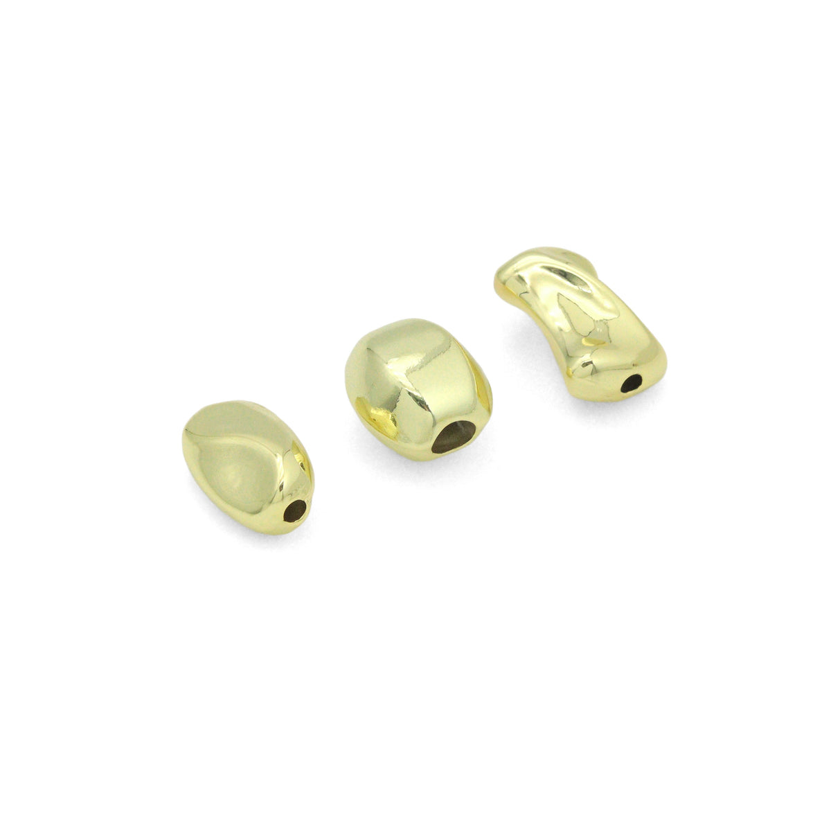 Gold Silver Oval Barrel Hourglass Shape Space Beads Charm Pendant, Sku#Y1073