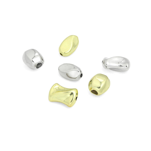Gold Silver Oval Barrel Hourglass Shape Space Beads Charm Pendant, Sku#Y1073