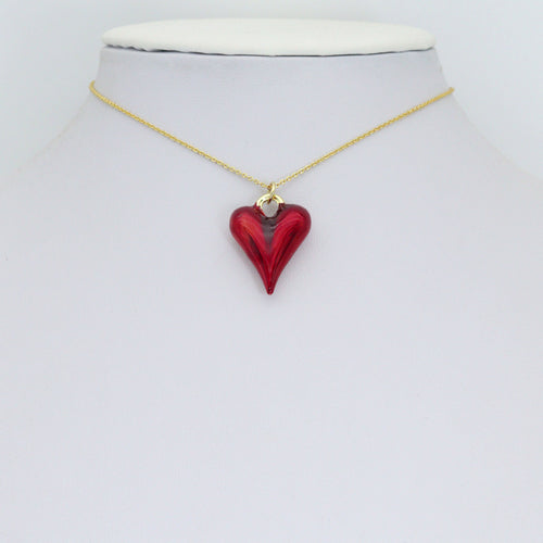 Red Enamel Gold Heart Pendant charm, Sku#Y1074