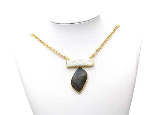 Labradorite with Druzy Pendant, Sku#YT27