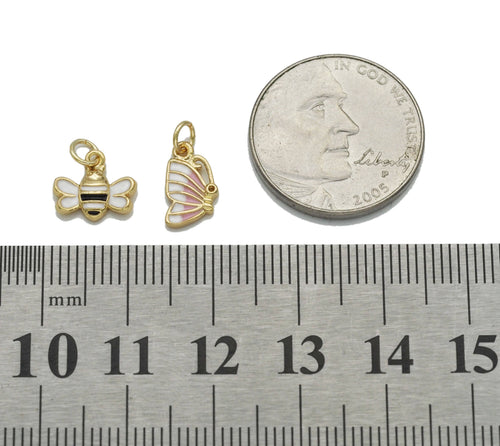 Tiny Enamel Enamel Bee Butterfly Charm, Sku#Y758