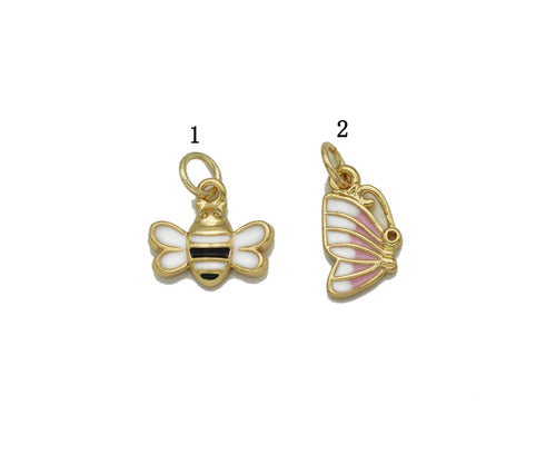 Tiny Enamel Enamel Bee Butterfly Charm, Sku#Y758