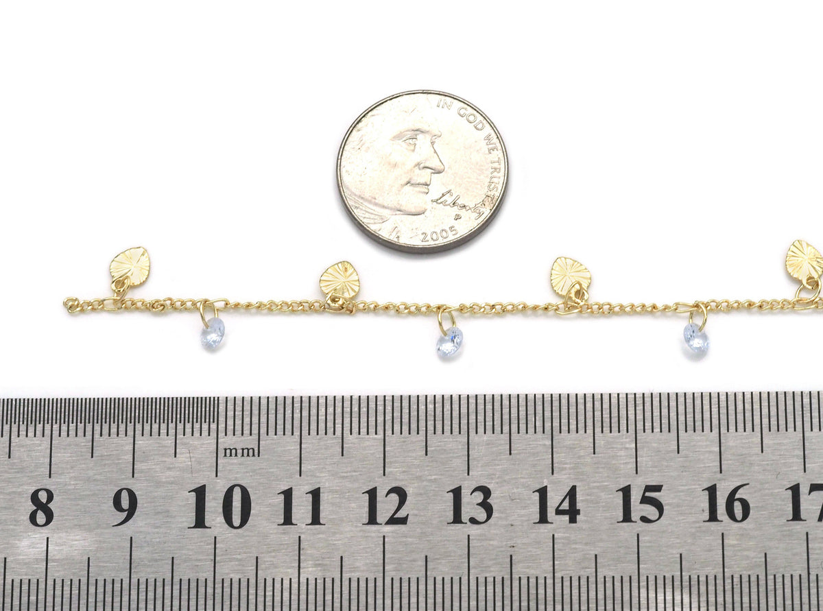 Dainty Heart CZ Drop Chain By Yard/Choker Necklace, sku#LS27