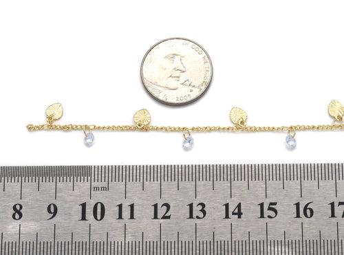 Dainty Heart CZ Drop Chain By Yard/Choker Necklace, sku#LS27