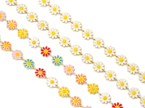 Enamel Daisy Flower Chain by Yard, sku#LS13