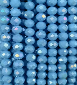 Glass Faceted Rondelle Beads 2-8mm - OPAQUE SKY BLUE