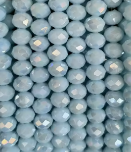 Glass Faceted Rondelle Beads 2-8mm - OPAQUE BABY BLUE