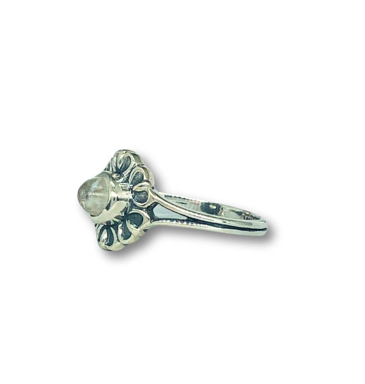 Rainbow Moonstone Flower Ring